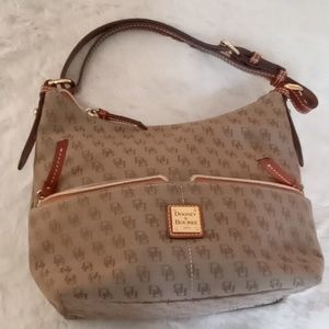 Dooney and Bourke signature woven fabric shoulder bag leather trim NWOT
